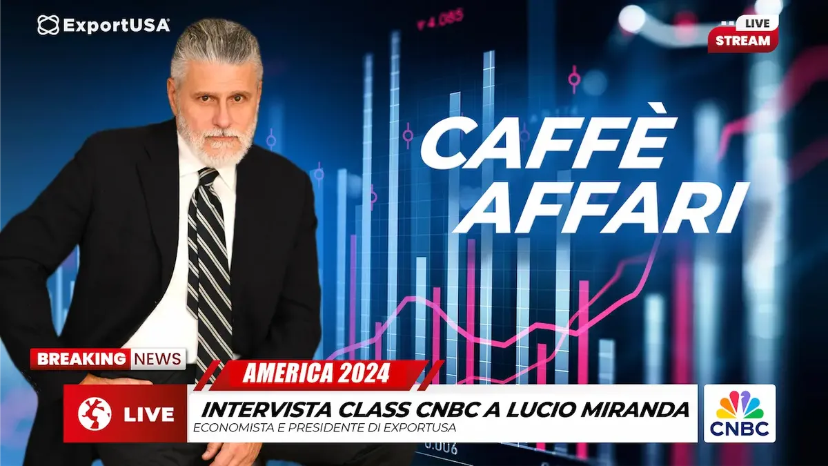 Immagine di anteprima dell'intervistra di Class CNBC per la trasmissione televisiva Caffè Affari con argomento l'economia degli Stati Uniti e le aspettative sui tassi durante l'evento di Jackson Hole