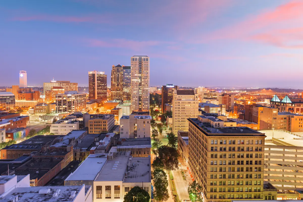 Skyline di Birmingham in Alabama, città dove investire in America